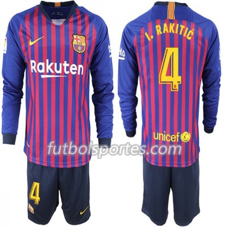 Camisetas FC Barcelona I. Rakitic 4 Niño Primera Equipacion 2018/2019 Manga Larga